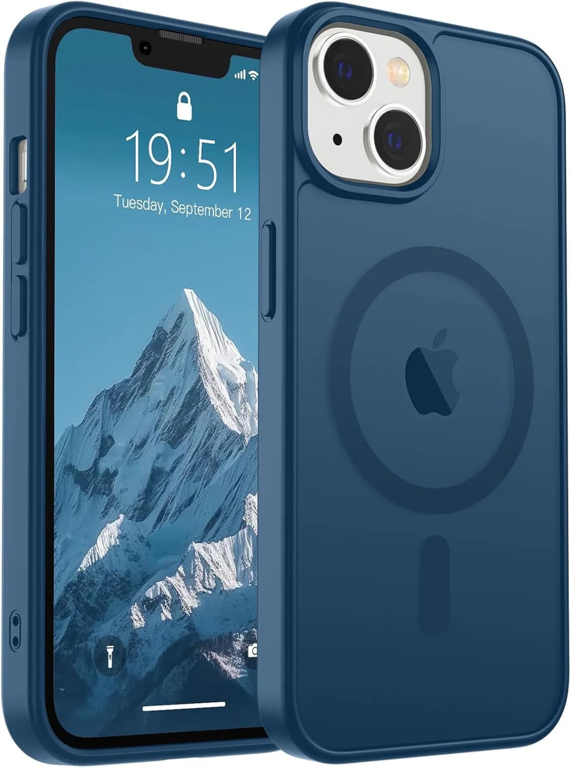 SUPFINE - Funda magnética para iPhone 13/14, compatible con MagSafe, protección de grado militar contra caídas, delgada, translúcida, mate, a prueba de golpes, azul profundo